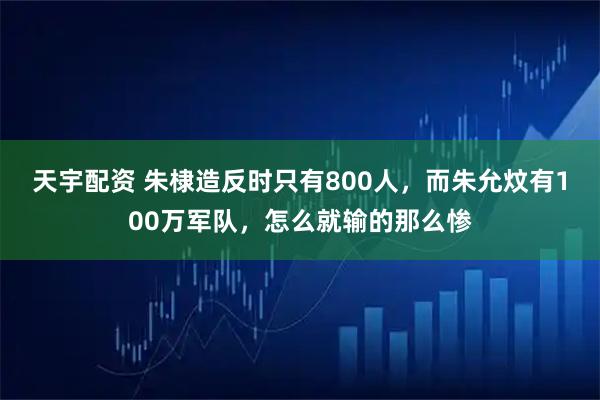 天宇配资 朱棣造反时只有800人，而朱允炆有100万军队，怎么就输的那么惨